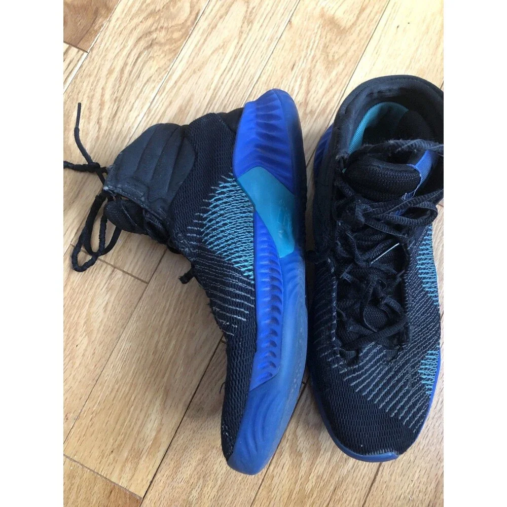 Adidas 8 Black/Green/Blue Hightop Athletic Lace Up Basketball Shoes Needs‎ laces